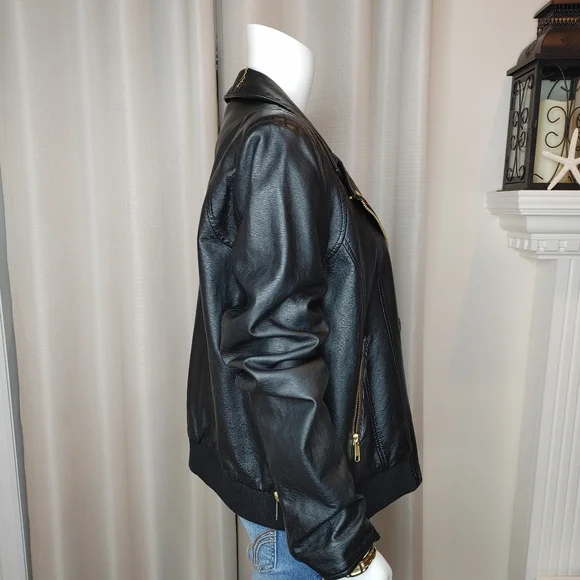 Free People Modern Vegan Bomber, Black L - Picture 7 of 14